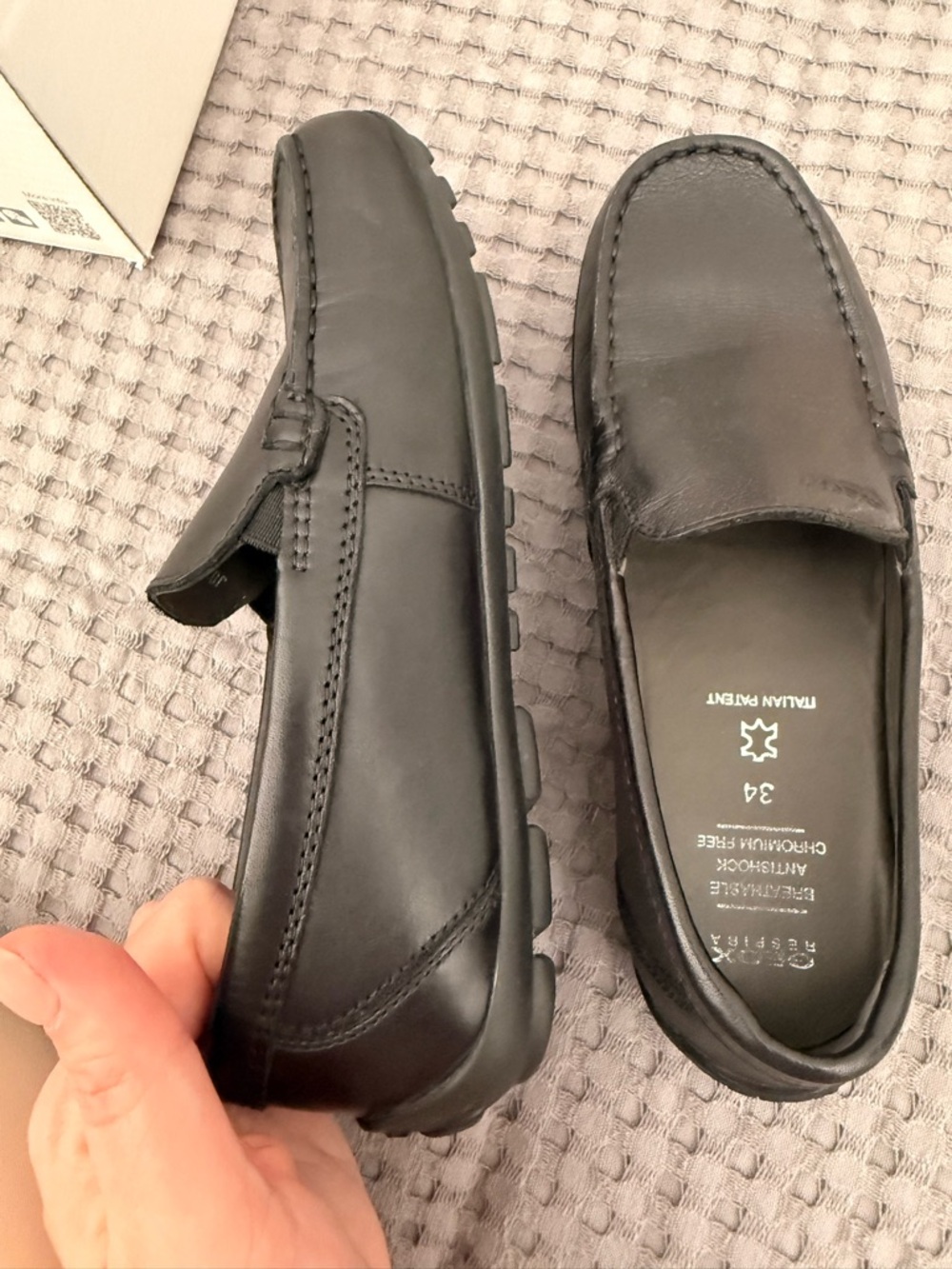 Geox Kids Black Leather Loafers Size 34 (US 3)